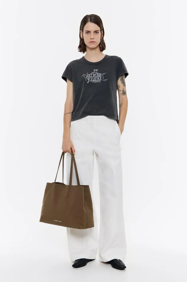 Black Cotton Logo Tshirt Washed Black Women Bimba Y Lola TShirts Black Cotton Logo Tshirt Washed Black Women Bimba Y Lola TShirts