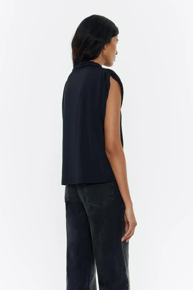 Black Ruched Shoulder Tshirt Black Women Bimba Y Lola TShirts