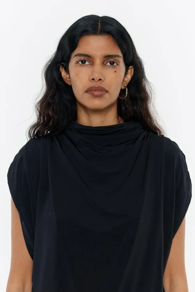 Black Ruched Shoulder Tshirt Black Women Bimba Y Lola TShirts