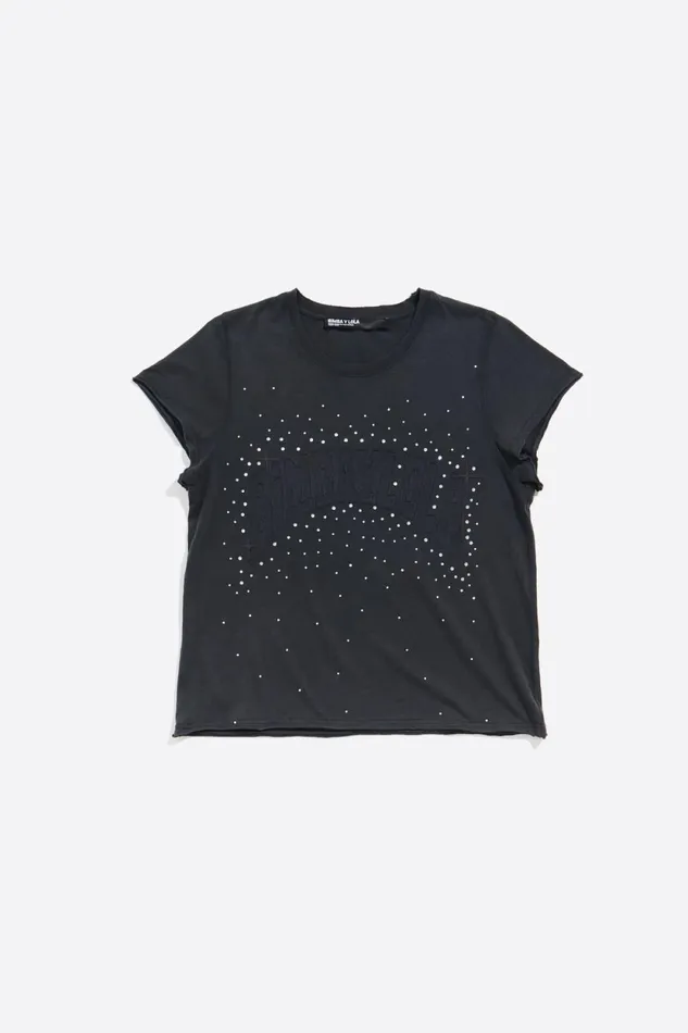 Black Stones Logo Tshirt Washed Black Women Bimba Y Lola TShirts Black Stones Logo Tshirt Washed Black Women Bimba Y Lola TShirts