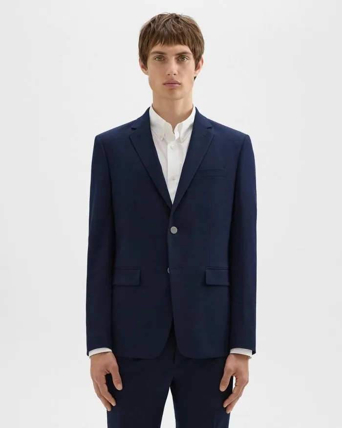 Blazers Jackets Men Theory Morton Blazer In Textured Gabardine Baltic