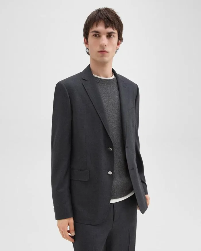 Blazers Jackets Men Theory Nostrand Blazer In Stretch Flannel Charcoal Melange