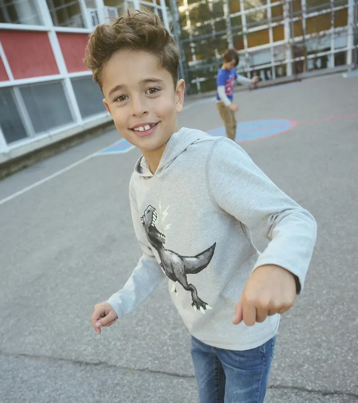 Boys Dino Long Sleeve Hoodie Tee Hatley