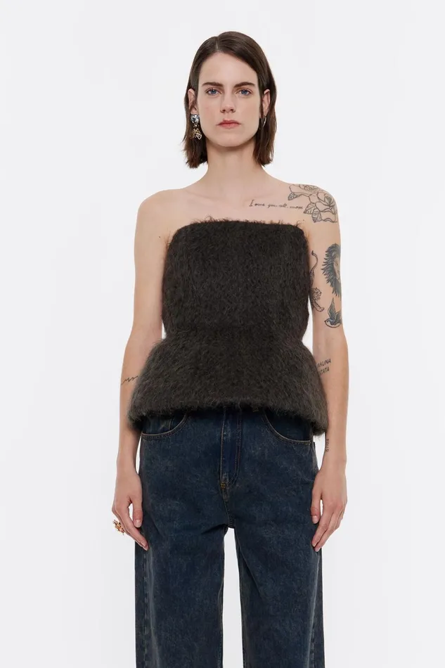 Brown Mohair Top Brown Women Bimba Y Lola Shirts Brown Mohair Top Brown Women Bimba Y Lola Shirts