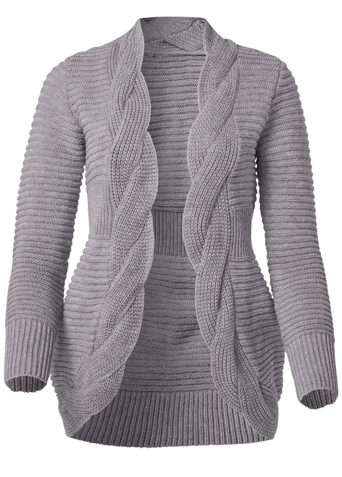CABLE KNIT CARDIGAN Grey Women VENUS Cardigans and Dusters