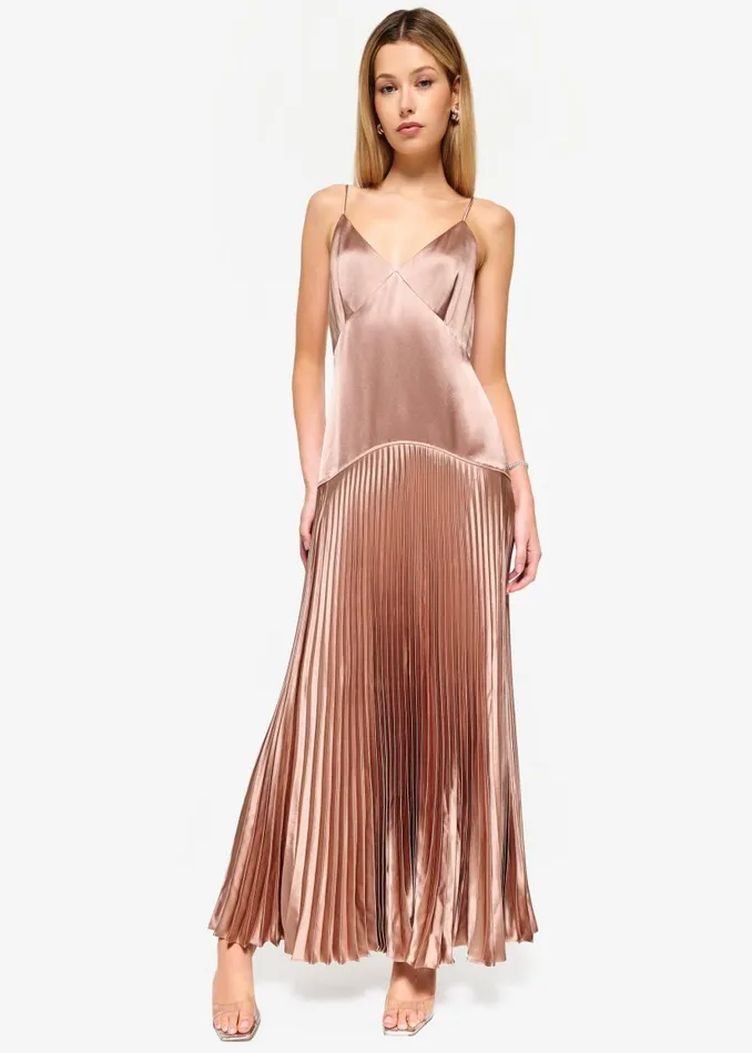 CAMI NYC Dresses Women Jennelyn Pleated Gown Mink