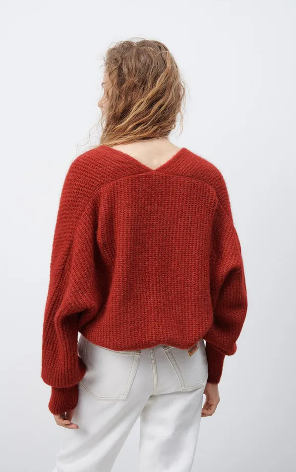 Cardigan East Melange Burgundy Women American Vintage Jumpers and Cardigans Cardigan East Melange Burgundy Women American Vintage Jumpers and Cardigans