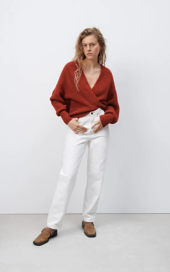 Cardigan East Melange Burgundy Women American Vintage Jumpers and Cardigans Cardigan East Melange Burgundy Women American Vintage Jumpers and Cardigans