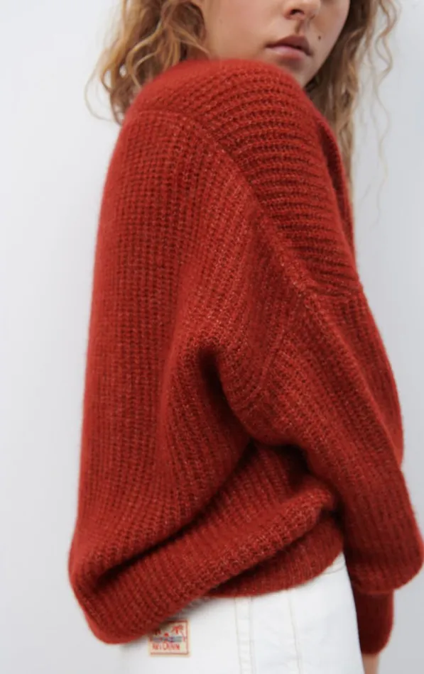 Cardigan East Melange Burgundy Women American Vintage Jumpers and Cardigans Cardigan East Melange Burgundy Women American Vintage Jumpers and Cardigans
