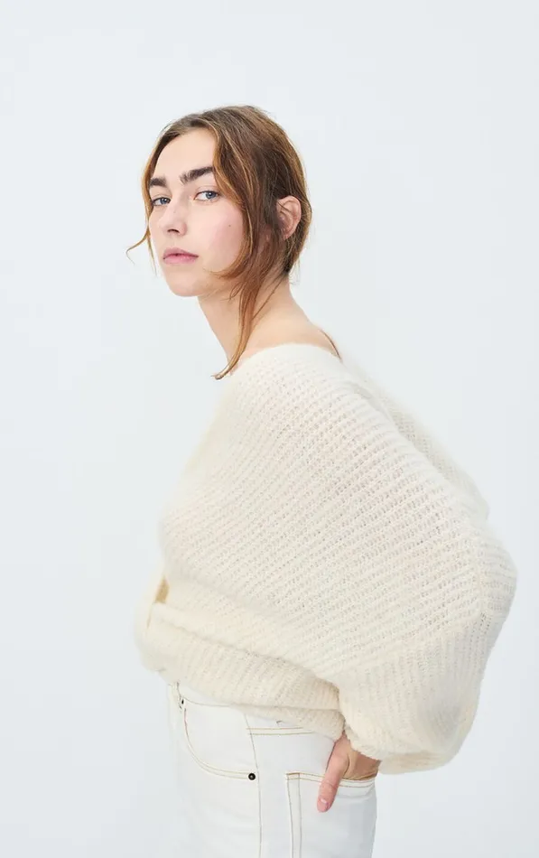 Cardigan East Melange Pearl Women American Vintage Jumpers and Cardigans