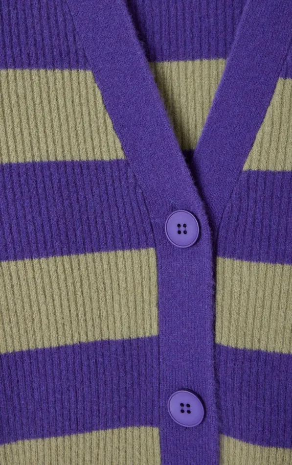 Cardigan Raxow Purple Striped Shore Women American Vintage Jumpers and Cardigans