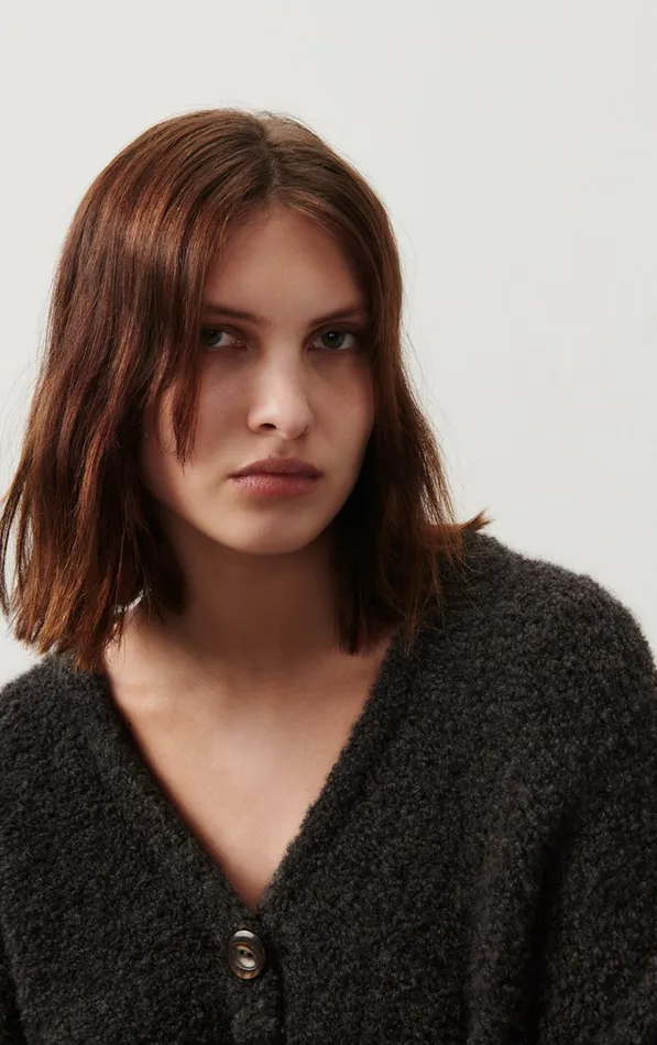 Cardigan Zolly Melange Charcoal Women American Vintage Jumpers and Cardigans Cardigan Zolly Melange Charcoal Women American Vintage Jumpers and Cardigans