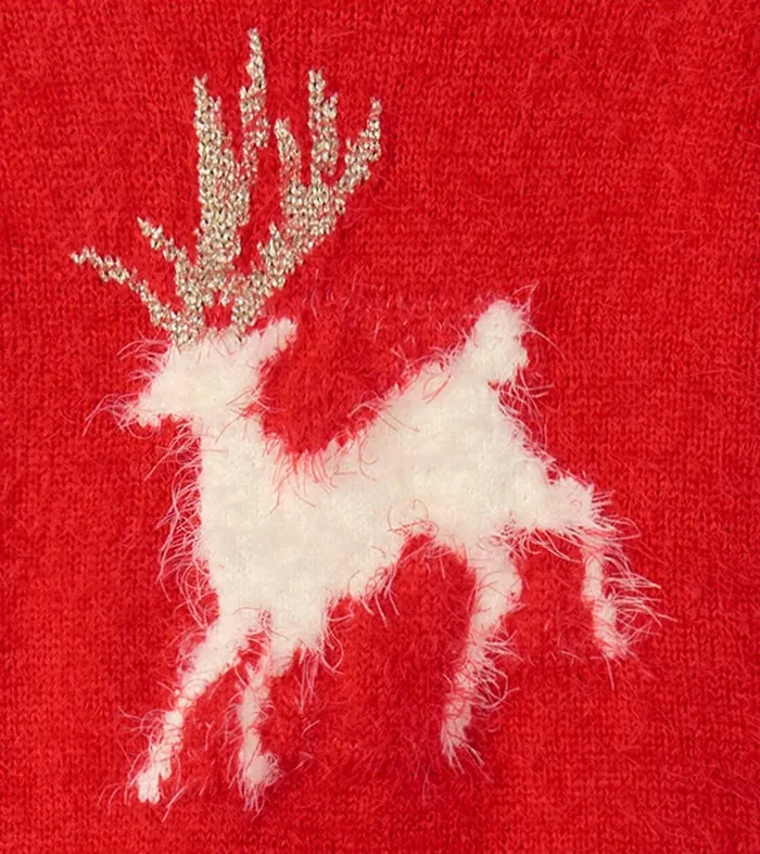 Christmas Reindeer Fuzzy Sweater Dress Hatley