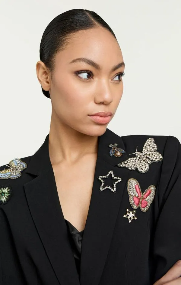 Cinq Sept Butterfly Embellished Kylie Jacket Black Multi Women Blazers