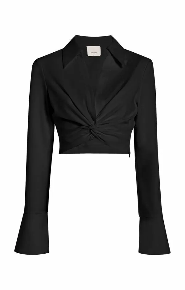 Cinq Sept Cropped Mckenna Top Black Women Long Sleeve Tops