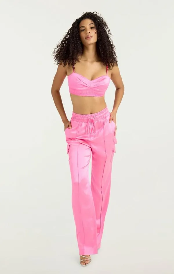 Cinq Sept Nikola Top Electric Pink Women Tank Tops and Camisoles