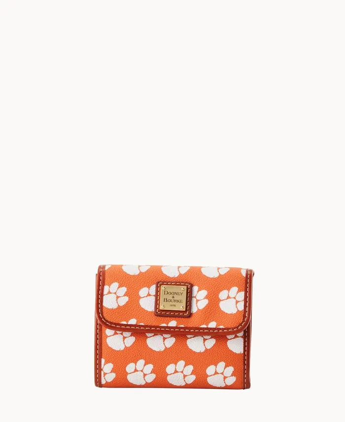 Collegiate Clemson University Flap Credit Card Wallet Clemson ManWoman Dooney and Bourke Wallets