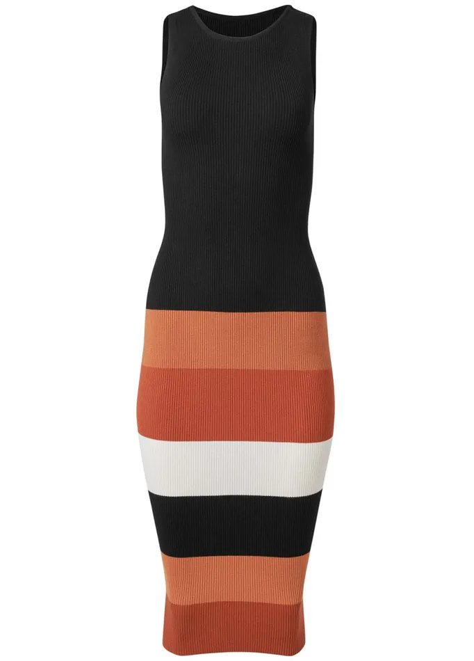 COLOR BLOCK SWEATER DRESS Orange Multi Women VENUS Midi Dresses