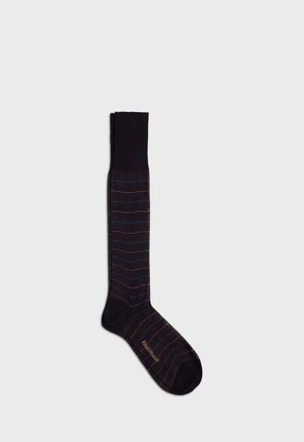 Cotton Horizontal Stripe Sock Black Mens Socks Paulstuart
