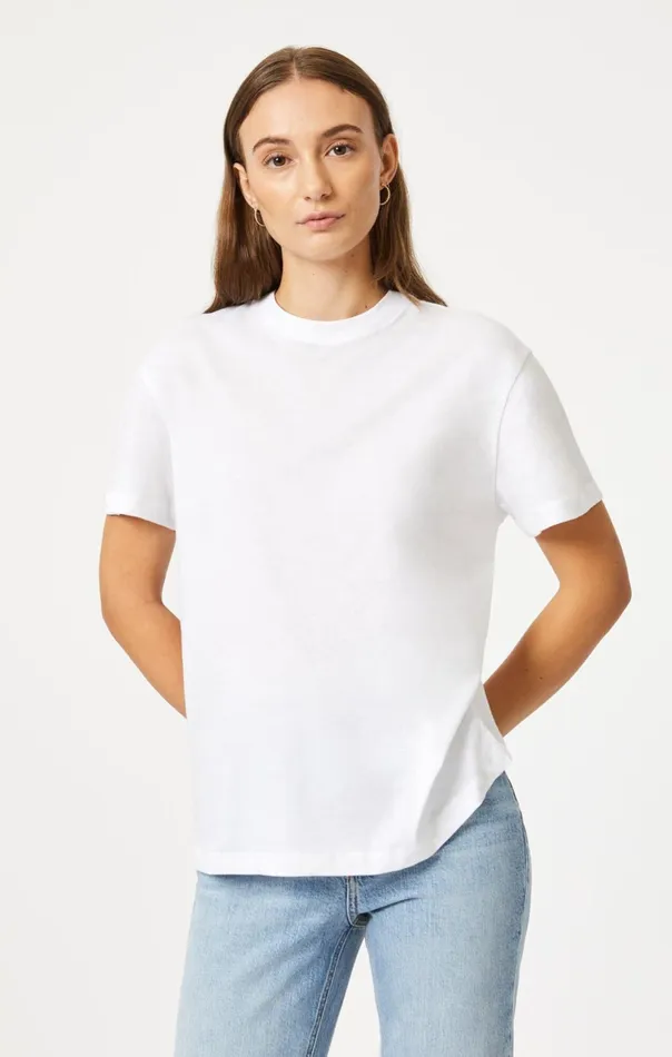 Crew Neck TShirt In White Women Mavi Jeans Tops and TShirts