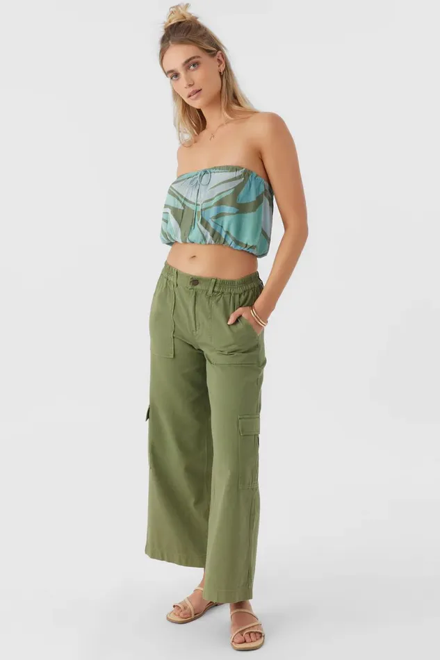 DANNY LORETA PRINT STRAPLESS CROP TOP Oil Green Women O039NEILL Collections