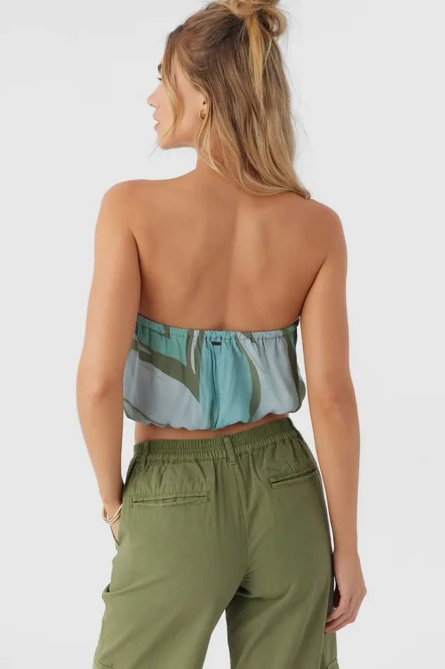 DANNY LORETA PRINT STRAPLESS CROP TOP Oil Green Women O039NEILL Collections