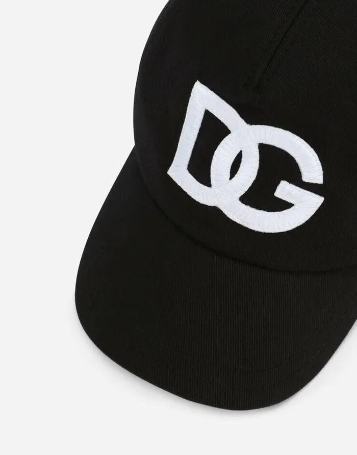 Dolce and Gabbana Accessories Children Baseball Cap With DG Logo Patch Black Dolce and Gabbana Accessories Children Baseball Cap With DG Logo Patch Black