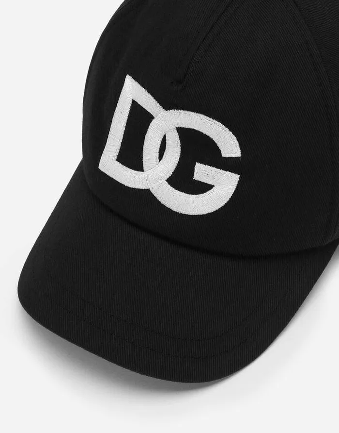 Dolce and Gabbana Accessories Children Baseball Cap With DG Logo Patch Black Dolce and Gabbana Accessories Children Baseball Cap With DG Logo Patch Black