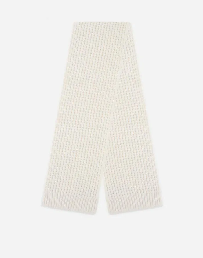 Dolce and Gabbana Accessories Children Basketweavestitch Scarf With DG Logo Patch White Dolce and Gabbana Accessories Children Basketweavestitch Scarf With DG Logo Patch White