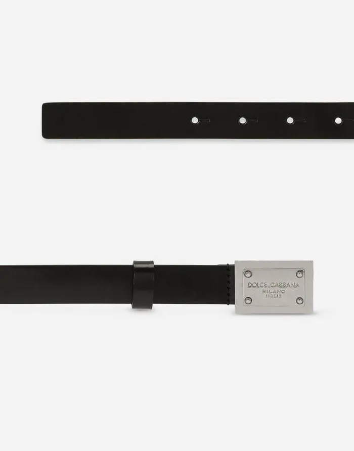 Dolce and Gabbana Accessories Children Calfskin Belt With Branded Tag Black Dolce and Gabbana Accessories Children Calfskin Belt With Branded Tag Black