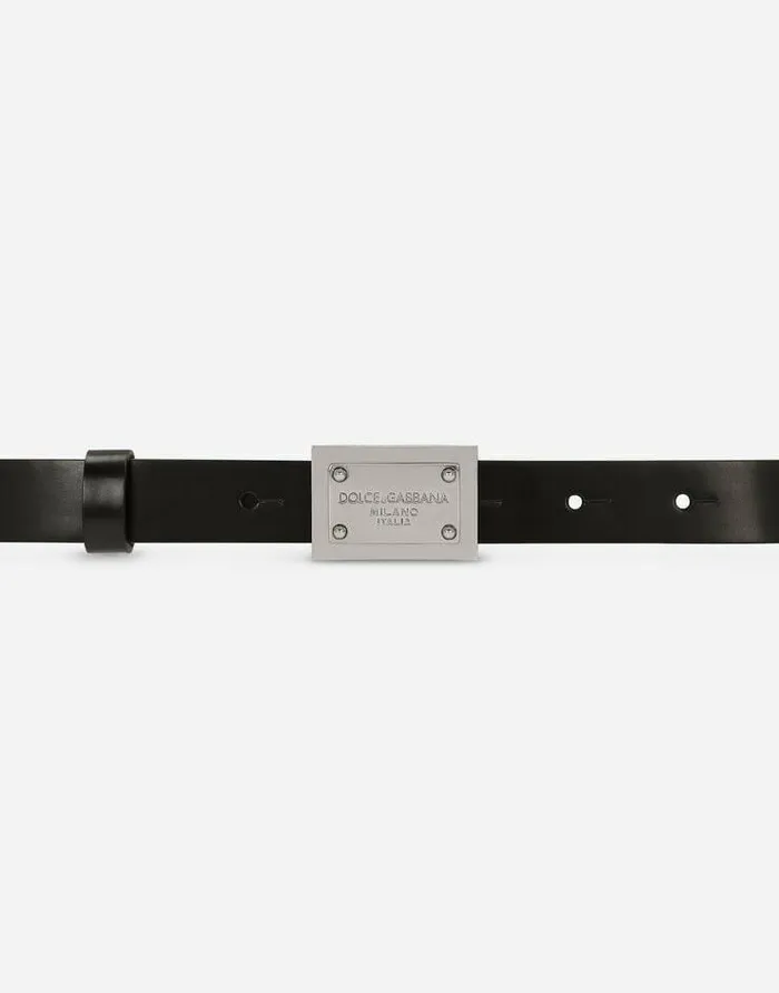 Dolce and Gabbana Accessories Children Calfskin Belt With Branded Tag Black Dolce and Gabbana Accessories Children Calfskin Belt With Branded Tag Black
