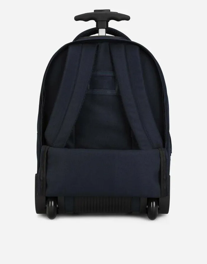 Dolce and Gabbana Accessories Children Nylon Trolley With DG Logo Blue Dolce and Gabbana Accessories Children Nylon Trolley With DG Logo Blue