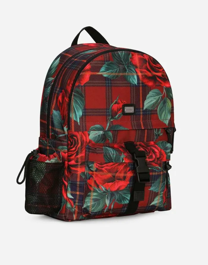 Dolce and Gabbana Accessories Children Printed Nylon Backpack Red Dolce and Gabbana Accessories Children Printed Nylon Backpack Red