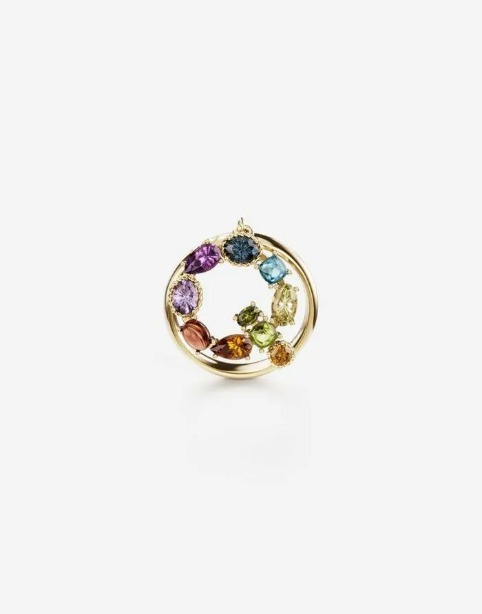 Dolce and Gabbana Alphabet Collection Women Rainbow Alphabet Q Ring In Yellow Gold With Multicolor Fine Gems Gold Dolce and Gabbana Alphabet Collection Women Rainbow Alphabet Q Ring In Yellow Gold With Multicolor Fine Gems Gold
