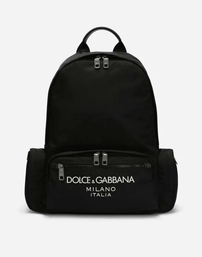 Dolce and Gabbana Backpacks And Fanny Packs Men Nylon Backpack With Rubberized Logo Black Dolce and Gabbana Backpacks And Fanny Packs Men Nylon Backpack With Rubberized Logo Black