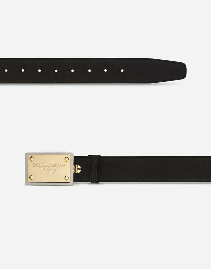 Dolce and Gabbana Belts Men Grainy Calfskin Belt Black Dolce and Gabbana Belts Men Grainy Calfskin Belt Black