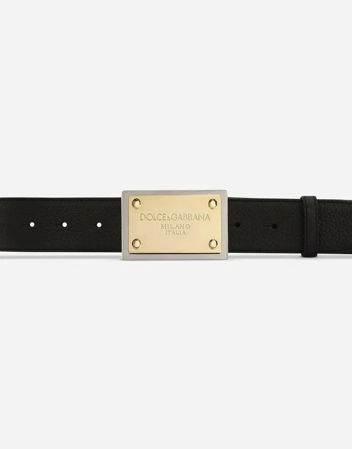 Dolce and Gabbana Belts Men Grainy Calfskin Belt Black Dolce and Gabbana Belts Men Grainy Calfskin Belt Black