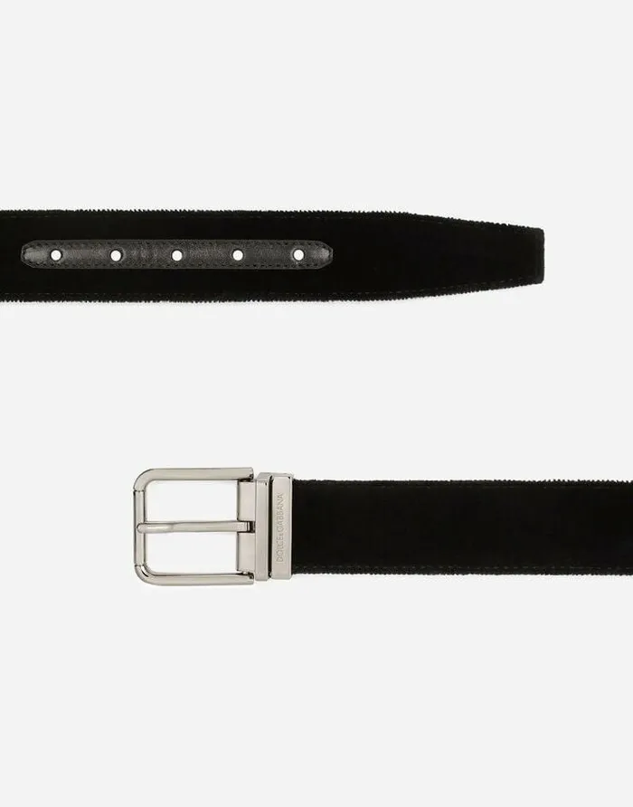 Dolce and Gabbana Belts Men Velvet Belt Black Dolce and Gabbana Belts Men Velvet Belt Black