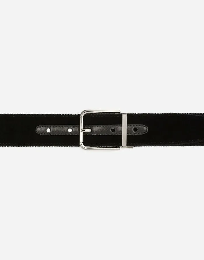 Dolce and Gabbana Belts Men Velvet Belt Black Dolce and Gabbana Belts Men Velvet Belt Black