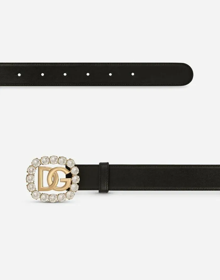 Dolce and Gabbana Belts Women Calfskin Belt With DG Logo And Rhinestones Multicolor Dolce and Gabbana Belts Women Calfskin Belt With DG Logo And Rhinestones Multicolor