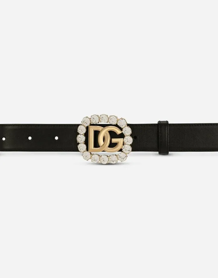 Dolce and Gabbana Belts Women Calfskin Belt With DG Logo And Rhinestones Multicolor Dolce and Gabbana Belts Women Calfskin Belt With DG Logo And Rhinestones Multicolor
