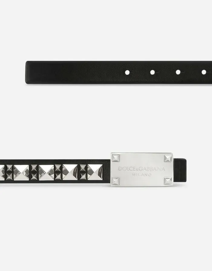 Dolce and Gabbana Belts Women Calfskin Belt With Studs Multicolor Dolce and Gabbana Belts Women Calfskin Belt With Studs Multicolor