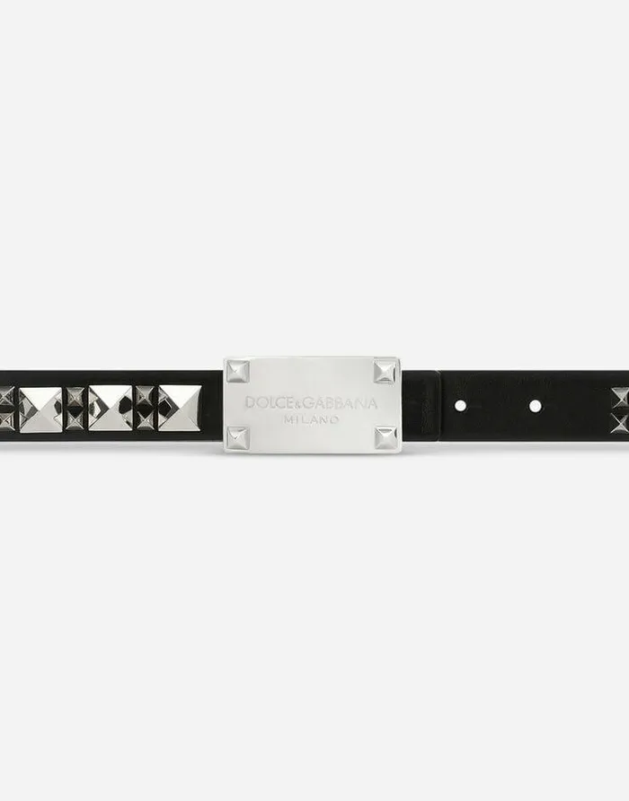 Dolce and Gabbana Belts Women Calfskin Belt With Studs Multicolor Dolce and Gabbana Belts Women Calfskin Belt With Studs Multicolor