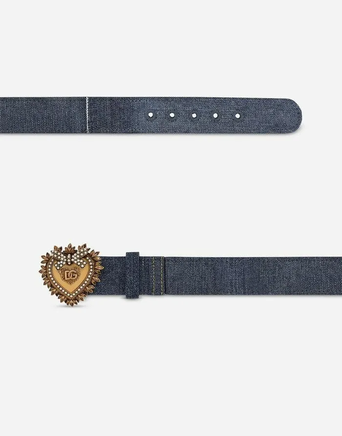 Dolce and Gabbana Belts Women Devotion Belt In Patchwork Denim Denim Dolce and Gabbana Belts Women Devotion Belt In Patchwork Denim Denim