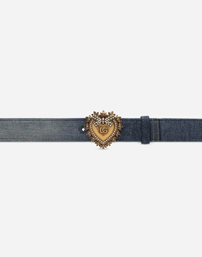 Dolce and Gabbana Belts Women Devotion Belt In Patchwork Denim Denim Dolce and Gabbana Belts Women Devotion Belt In Patchwork Denim Denim