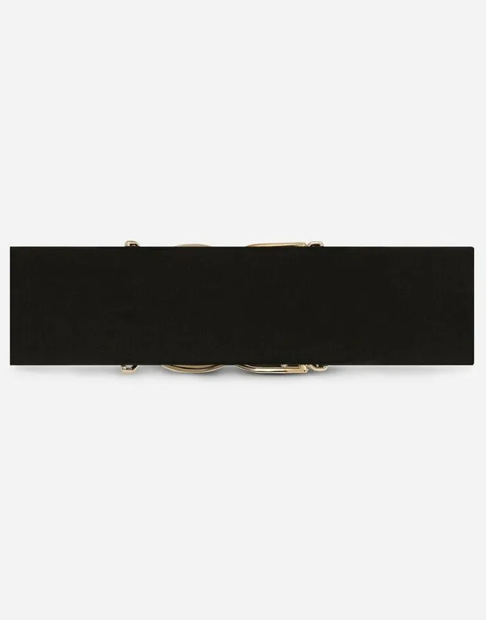 Dolce and Gabbana Belts Women Elasticated Belt With Crystal DG Buckle Black
