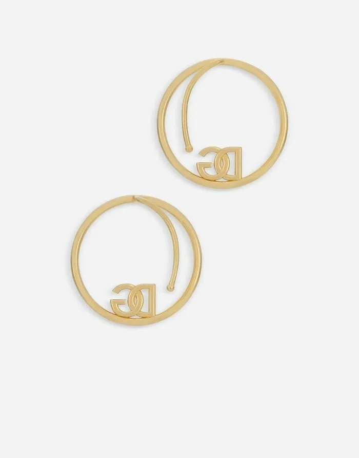 Dolce and Gabbana Bijoux Women Hoop Earrings With DG Logo Gold