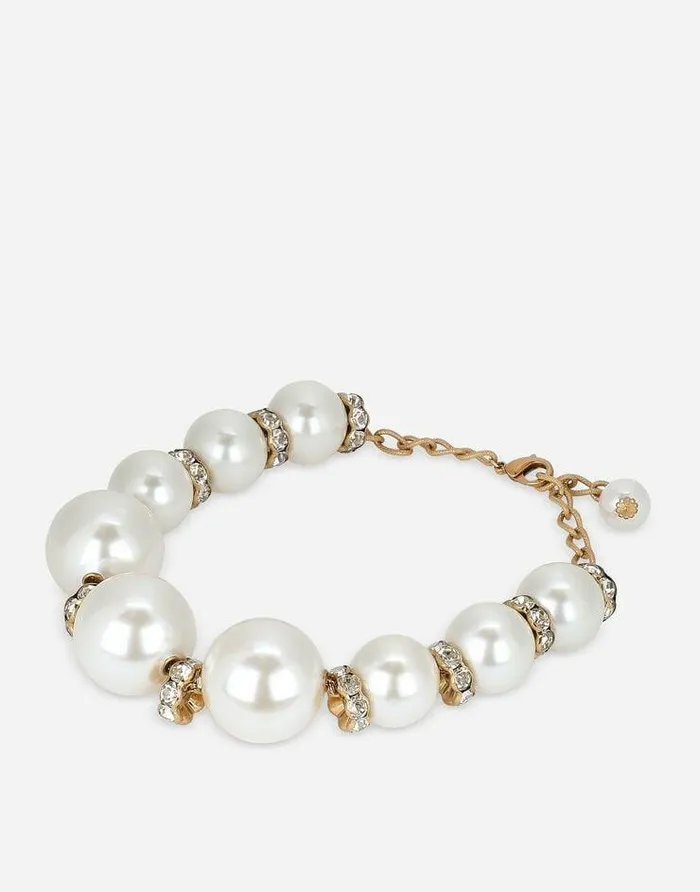 Dolce and Gabbana Bijoux Women Short Necklace With Sphere And Rhinestone Accents Gold Dolce and Gabbana Bijoux Women Short Necklace With Sphere And Rhinestone Accents Gold