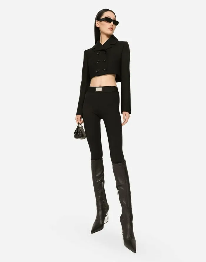 Dolce and Gabbana Blazers Women Short Doublebreasted Twill Jacket Black Dolce and Gabbana Blazers Women Short Doublebreasted Twill Jacket Black