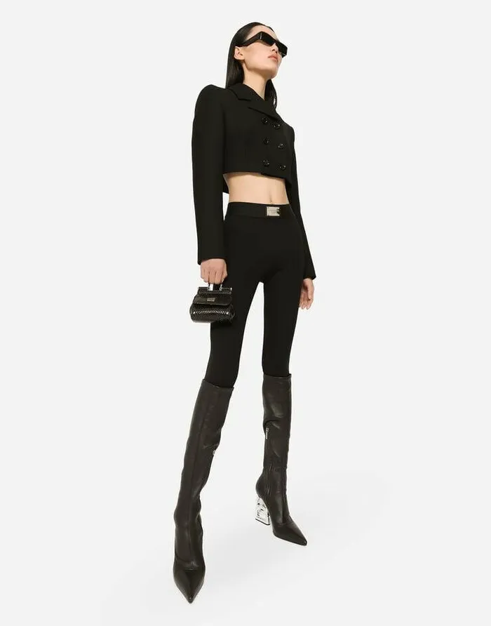 Dolce and Gabbana Blazers Women Short Doublebreasted Twill Jacket Black Dolce and Gabbana Blazers Women Short Doublebreasted Twill Jacket Black